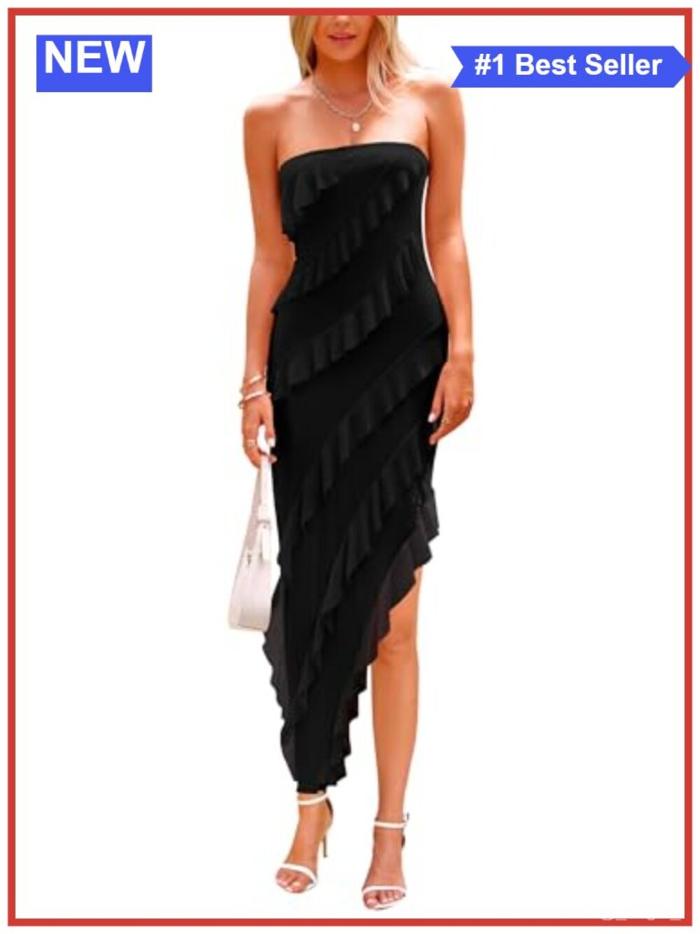 Women's Asymmetrical High Low Maxi Dress Sleeveless Ruffled Formal Gown